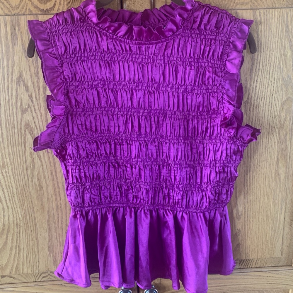 Glam Vibrant Purple Ruffled Blouse